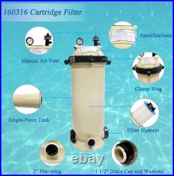 100 sq. Ft. Cartridge Pool Filter Replace For Pentair Clean & Clear EC-160316 100 sq. Ft. Cartridge Pool Filter Replace For Pentair Clean & Clear EC-160316