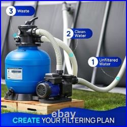 10''-19'' Sand Filter Pump for Above Ground Pool with Timer 1/3,1/2,3/4,1,1.5 HP