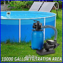 10 Sand Filter Above Ground with 1/3HP Pool Pump 2640GPH Flow Up to 10000Gallon