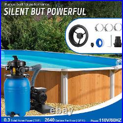 10 Sand Filter Above Ground with 1/3HP Pool Pump 2640GPH Flow Up to 10000Gallon