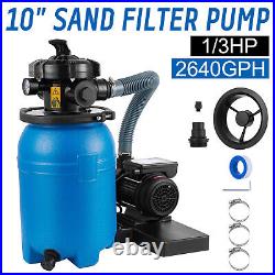 10 Sand Filter with1/3HP Water Pump for Above Ground Swimming Pool Pump 2640GPH