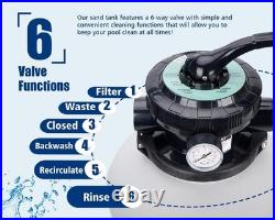 10 Sand Pool Filter System with 6 Way Valve and 2220GPH Pool Pump for Above