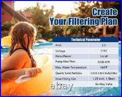 10 Sand Pool Filter System with 6 Way Valve and 2220GPH Pool Pump for Above