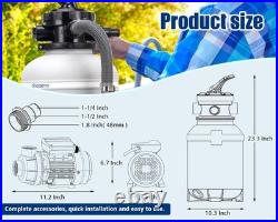 10 Sand Pool Filter System with 6 Way Valve and 2220GPH Pool Pump for Above