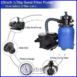 10in Sand Filter 2640GPH 1/3HP Above Ground Swimming Pool Pump intex compatible