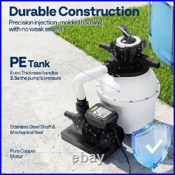 12'' Sand Filter Pump 3168GPH 0.4HP Above Ground Pool Filter System 6-Way Timer