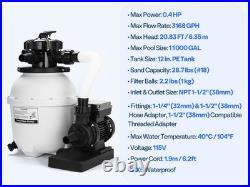 12'' Sand Filter Pump 3168GPH 0.4HP Above Ground Pool Filter System 6-Way Timer