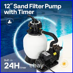 12'' Sand Filter Pump for In/Above Ground Swimming Pools 1/3 HP 2087 GPH 7-Way 12'' Sand Filter Pump for In/Above Ground Swimming Pools 1/3 HP 2087 GPH 7-Way