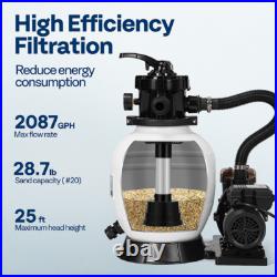 12'' Sand Filter Pump for In/Above Ground Swimming Pools 1/3 HP 2087 GPH 7-Way 12'' Sand Filter Pump for In/Above Ground Swimming Pools 1/3 HP 2087 GPH 7-Way