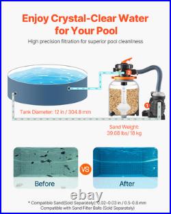 12 in Sand Filter Pump for Above Ground Swimming Pools 1/2 HP 3000 GPH Flow Rate 12 in Sand Filter Pump for Above Ground Swimming Pools 1/2 HP 3000 GPH Flow Rate
