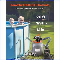 12 in Sand Filter Pump for Above Ground Swimming Pools 1/3 HP 2650 GPH Flow Rate 12 in Sand Filter Pump for Above Ground Swimming Pools 1/3 HP 2650 GPH Flow Rate
