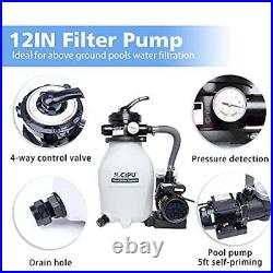 12-inch Sand Filter Pump System Handy 4-Way Valve for Above Ground Swimming Pool
