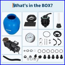 13 1/2HP Sand Filter Pump System 2642GPH for Above Ground Pool 7-Ways Valve US