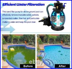 13 Pool Sand Filter with 3/4HP Pool Pump 5-Way Valve 3336GPH 110-120V Pump