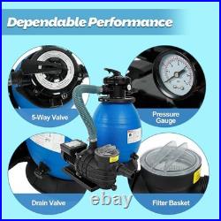 13 Pool Sand Filter with 3/4HP Pool Pump 5-Way Valve 3336GPH 110-120V Pump