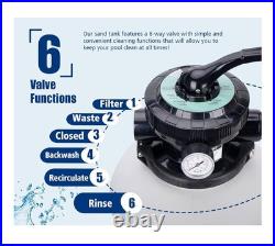 13 Sand Filter System with 6-Way Valve Pool Pump 2500GPH Above Ground Pool 13 Sand Filter System with 6-Way Valve Pool Pump 2500GPH Above Ground Pool