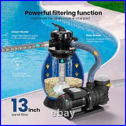 13 Sand Filter with 3/4HP Pump Above Ground Swimming Pool 2380GPH + 6 Way Valve