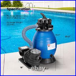 13 Sand Filter with 3/4HP Pump Above Ground Swimming Pool 2380GPH + 6 Way Valve