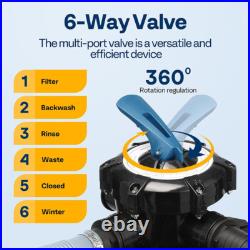 14 Sand Filter Pool Pump 2850 GPH 1/2 HP 6-Way Valve with Timer Above & In Ground