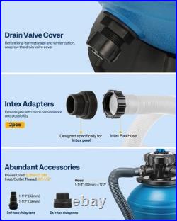 14 Sand Filter Pool Pump 2850 GPH 1/2 HP 6-Way Valve with Timer Above & In Ground