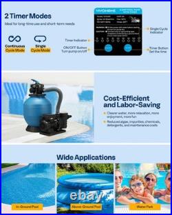 14 Sand Filter Pool Pump 2850 GPH 1/2 HP 6-Way Valve with Timer Above & In Ground
