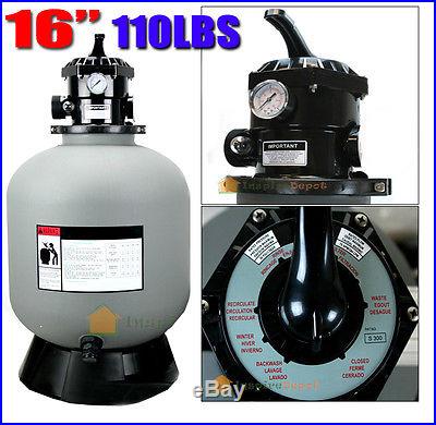 16 Inch Swimming Pool Sand Filter With 7 Way Valve Inground Pond Fountain New
