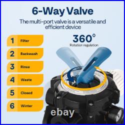 16 Sand Filter Pump 3168GPH Timer 6-Way Valve 90? Lb Pool Pump Above & In-Ground