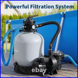 16 Sand Filter Pump with Timer 0.75HP 3435 GPH 7-Position for Above Ground Pool