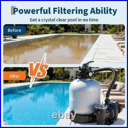 16 Sand Filter Pump with Timer 0.75HP 3435 GPH 7-Position for Above Ground Pool