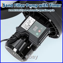 16 Sand Filter Pump with Timer 0.75HP 3435 GPH 7-Position for Above Ground Pool