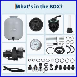 16 Sand Filter Pump with Timer 0.75HP 3435 GPH 7-Position for Above Ground Pool