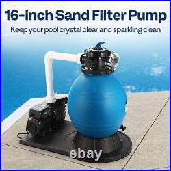 16'' Sand Filter for Above Ground with Timer 3/4HP Pool Pump 3167GPH 6-Way Valve