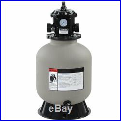 16 in Clear Sand Filter Pump Above Ground Swimming Pool, 6-way Valve 1/2 H Tank