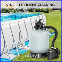 16in Grey Sand Pool Filter with 3/4 HP Pump and Filter Basket, 3435GPH Portable 16in Grey Sand Pool Filter with 3/4 HP Pump and Filter Basket, 3435GPH Portable