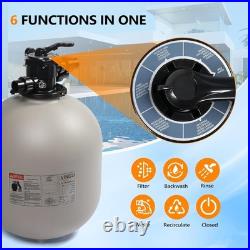 24 Sand Filter Above Ground with 1.5HP Pool Pump 5400GPH Flow 6-Way Valve Gray