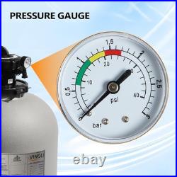 24 Sand Filter Above Ground with 1.5HP Pool Pump 5400GPH Flow 6-Way Valve Gray