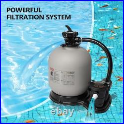 24 Sand Filter Above Ground with 1.5HP Pool Pump 5400GPH Flow 6-Way Valve Gray