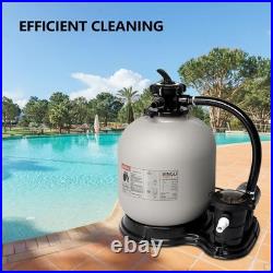 24 Sand Filter Above Ground with 1.5HP Pool Pump 5400GPH Flow 6-Way Valve Gray