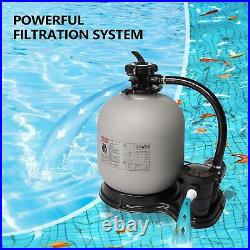24 Sand Filter Above Ground with 1.5HP Pool Pump with Filter Basket 5400GPH