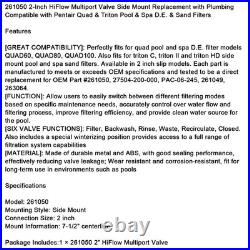 261050 Hi-Flow D. E. Filter 2in Slip Port Multiport Valve for Pentair Pac Fab