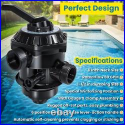 272526 Sand Filter Multiport Valve Replacement for Pentair 262506 1-1/2 Inch 6 W