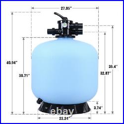 27 Large Swimming Pool Sand Filter System Above Ground Water Pump+6-Way Valve