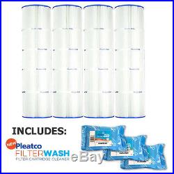 4 Pack Pleatco PCC105 Filter Cartridge Pentair Clean & Clear with 3x Filter Washes