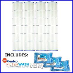 4 Pack Pleatco PCC130 Filter Cartridge Pentair Clean & Clear with 3x Filter Washes