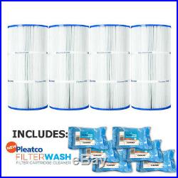 4 Pack Pleatco PCC60 Filter Cartridge Pentair Clear & Clear with 6x Filter Washes