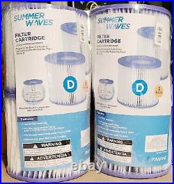 4 Pack Summer Waves Swimming Pool Pump Filter Cartridges TYPE D (4.13 x 3.75)