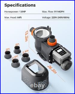 4 Variable Speed Inground VS Pool Pump 1.8-3.0 HP 230V for In/Above Ground Pools 4 Variable Speed Inground VS Pool Pump 1.8-3.0 HP 230V for In/Above Ground Pools