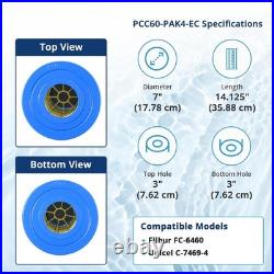 4 x 60 Sq. Ft Pleatco PCC60 Pool Filter for C-7469 FC-6460, 14.1x7, 4 Pack