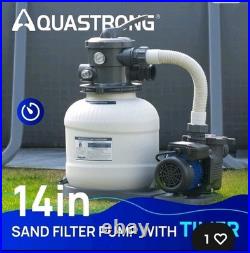 AQUASTRONG 14in Sand Filter Pump for Above 3000 GPH (14in) With Timer, Grey