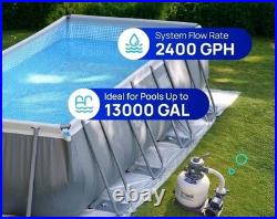 AQUASTRONG 14in Sand Filter Pump for Above 3000 GPH (14in) With Timer, Grey